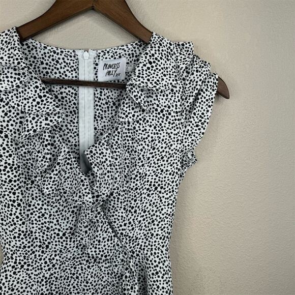 Princess Polly Ruffle Mini Dress Black White 0 Fairy Whimsy Romantic Punk - Picture 4 of 12